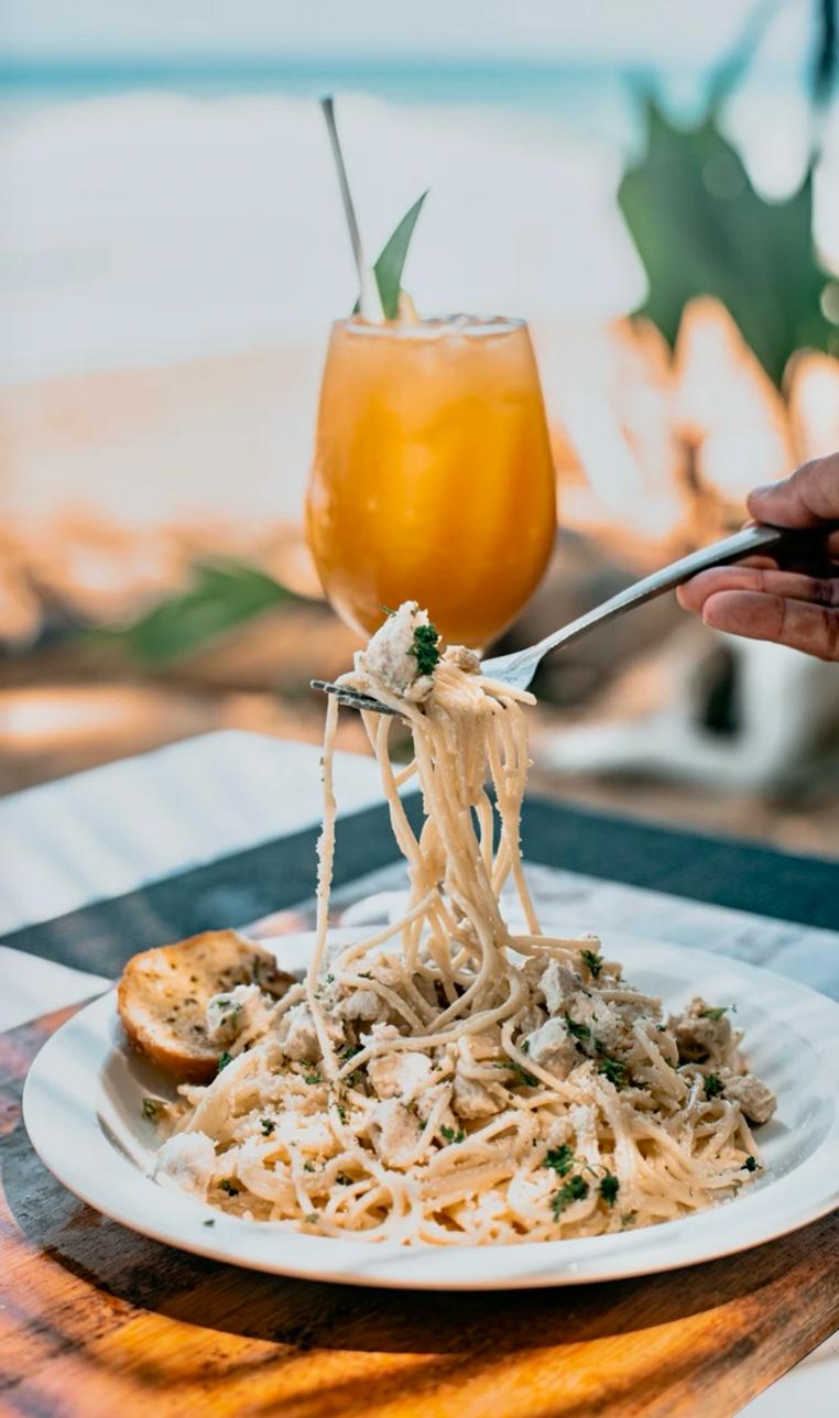 House-made pasta plate served on the property
