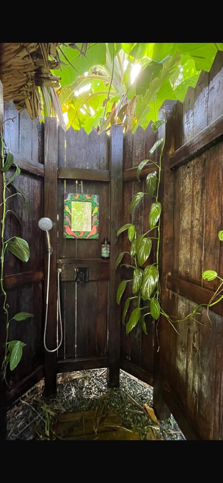 Hand-crafted details inside the open-air spa cabana